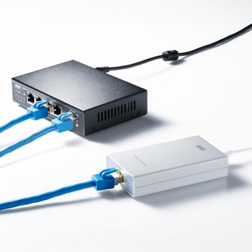 サンワサプライ LAN-ADPOEC PoE-USB Type-C変換アダプタ（PD60W給電・ネットワーク通信対応）の画像