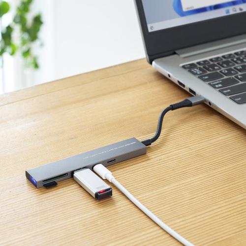 サンワサプライ USB-3TCHC22MS USB 5Gbps 3ポート スリム ハブ（カードリーダー付き・Type-C接続）｜podpark｜03