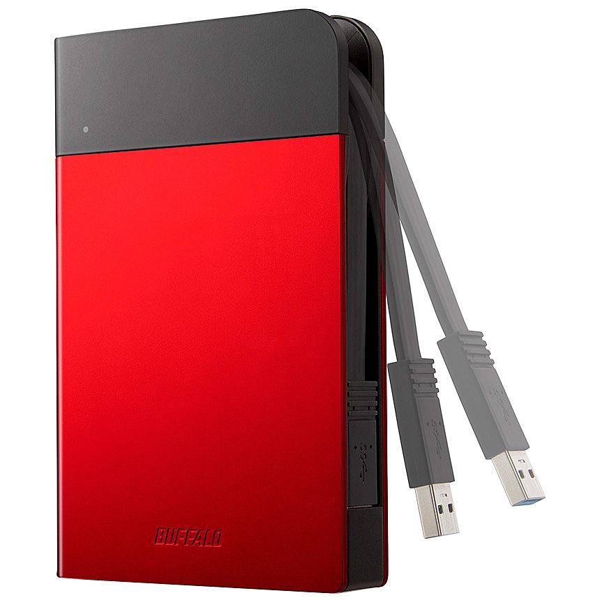 バッファロー HD-PZN1.0U3-R ICカード対応MILスペック 耐衝撃ボディー防雨防塵ポータブルHDD 1TB レッド