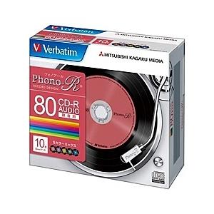 Verbatim MUR80PHS10V1 CD-R(Audio) 80分 5mmケース10枚パック カラーミックス(5色) Phono-Rシリーズ｜podpark