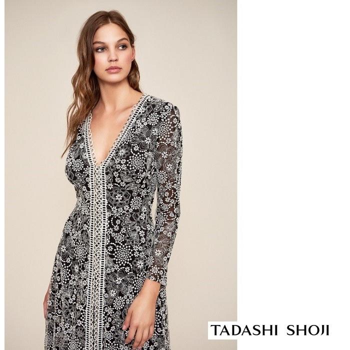 タダシ ショージ TADASHI SHOJI Vネック レース 長袖 フレア タダシ ショージ TADASHI SHOJI Vネック レース 長袖 フレア