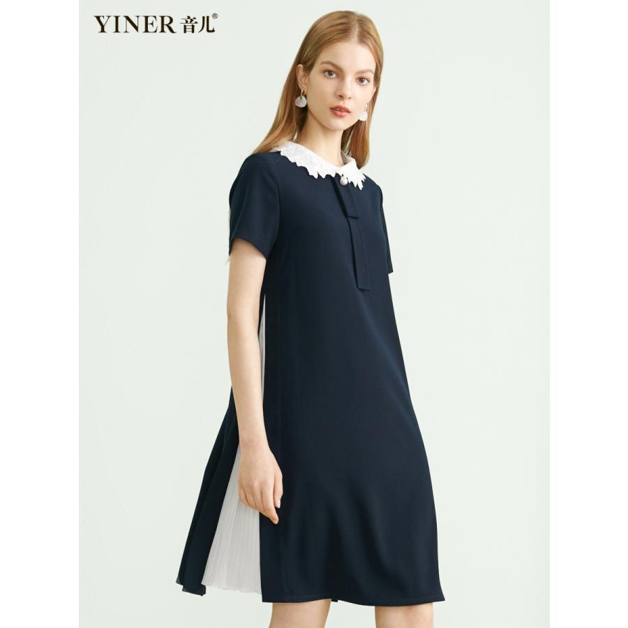 カットソーワンピース コットン ショート丈 ラウンドネック 半袖 フレンチスリーブ 無地 レトロ Ａライン 体型カバー 大人可愛い 清楚 フォーマル ガーリー 春