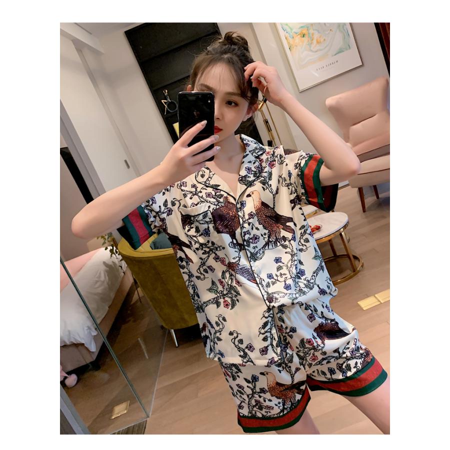 ルームウェア 部屋着 シルク セットアップ Vネック 前開き おしゃれ