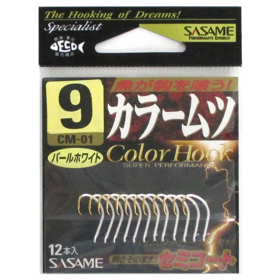 ささめ針 カラームツ CM−01 9号 12本入 パールホワイト : 釣具