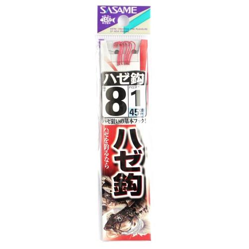 ささめ針 ハゼ鈎（赤）糸付 AA900 針8号−ハリス1号 : 釣具の