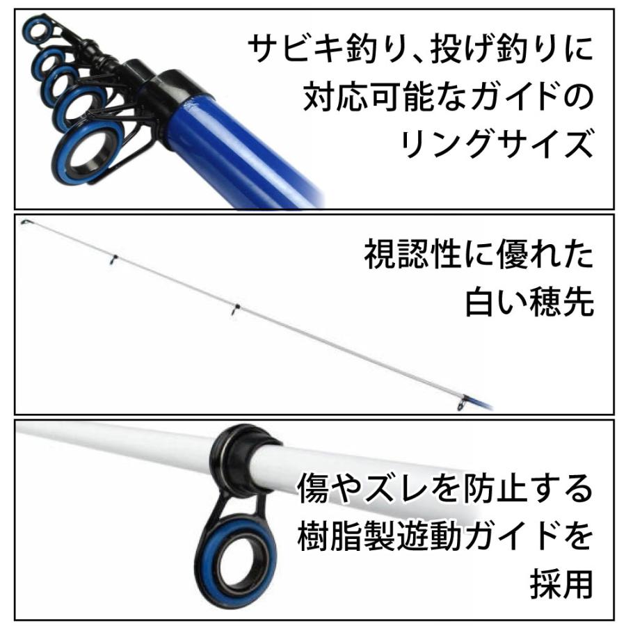 釣竿セット 釣楽セット ちょい投げ・サビキ釣り 竿2.7m+糸付リール