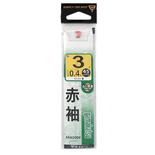 Gamakatsu がまかつ 糸付 赤袖 針3号−ハリス0．4号【ゆう