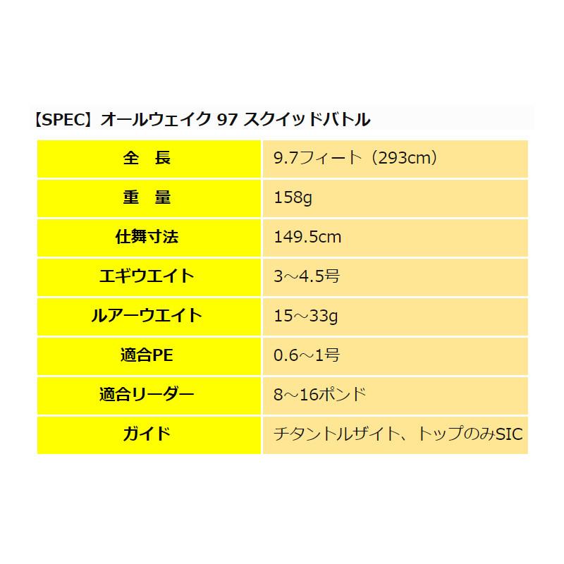 現品限り】 ジャンプライズ エギングロッド オールウェイク 97