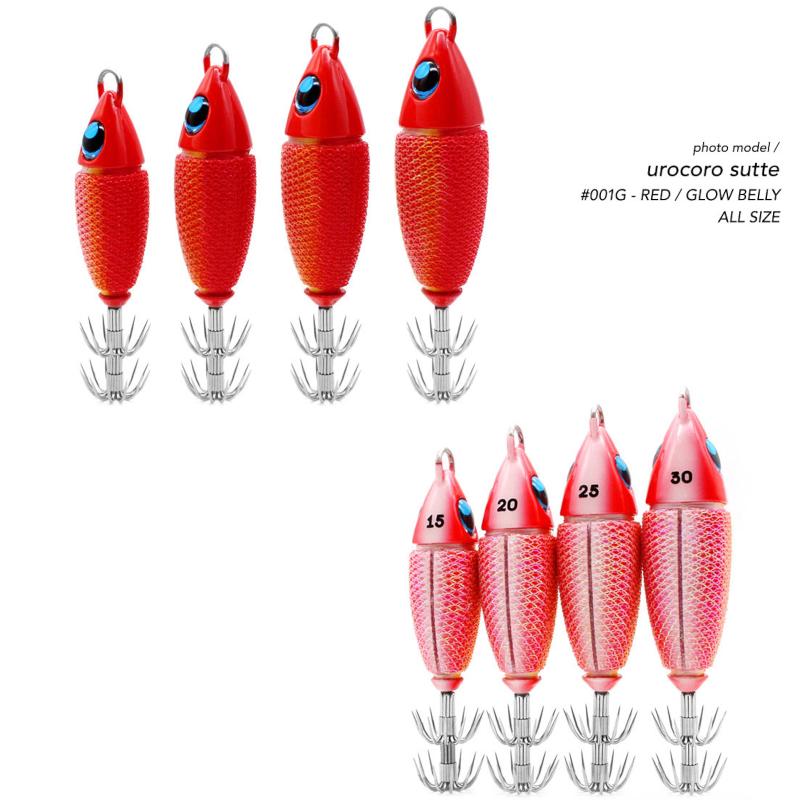 ウロコ ウロコロスッテ 20号 ４個　スリム 15号 ４個　8個セット ウロコ（uroco） ウロコロスッテ 20号 #006 赤/緑 : 釣具の