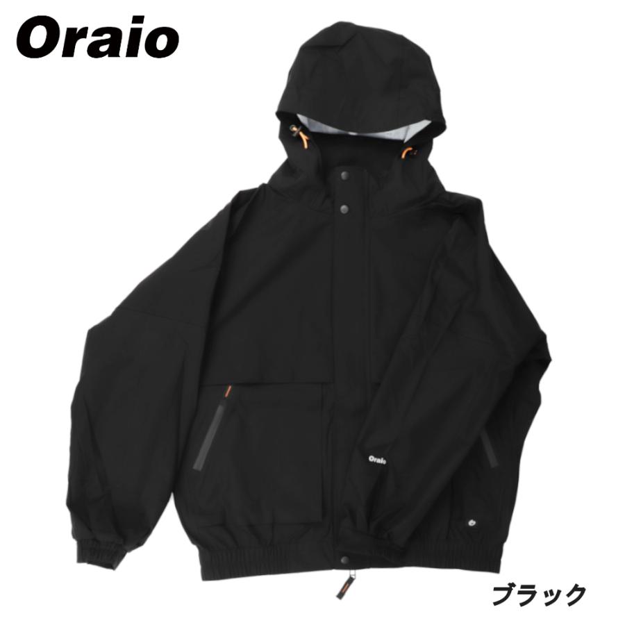 Oraio フード付きジャケット XSサイズ ブラック ウェア Oraio(オライオ) 2.5層 ウォータープルーフ ジャケット XS