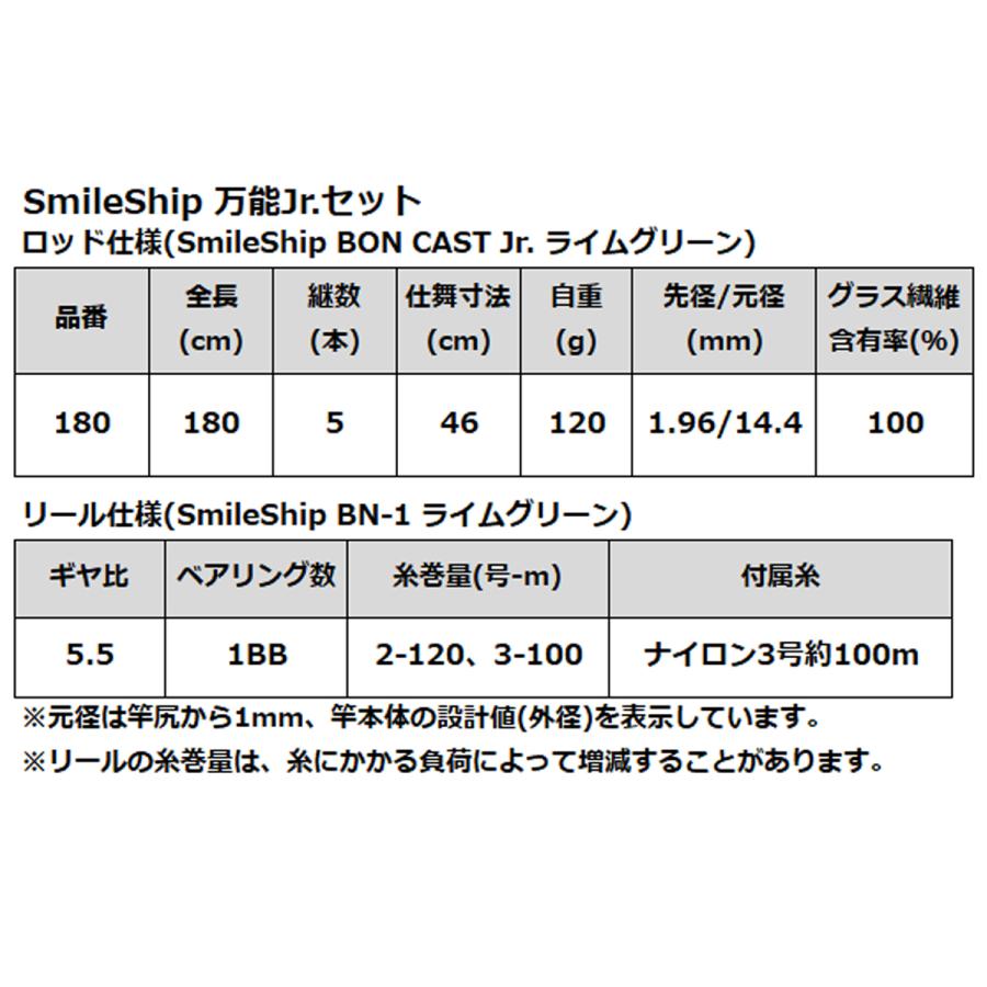 現品限り】 釣竿セット スマイルシップ 釣り竿 セット180cm ライム