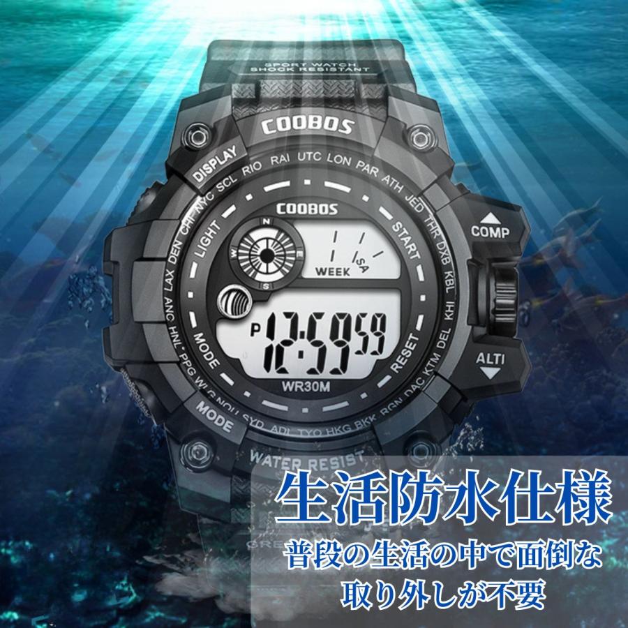 腕時計 デジタル デジタル腕時計 メンズ 防水 アラーム ベルト