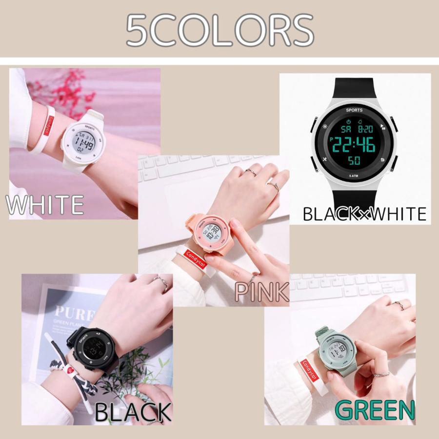 腕時計 デジタル レディース シンプル メンズ デジタル腕時計 防水 アラーム ホワイト ピンク グリーン 安い ベルト おしゃれ かわいい スポーツ