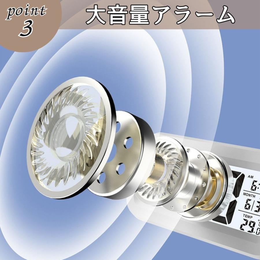 置き時計 小さい デジタル デジタル置時計 電池式 温度計 湿度計付き 静音 目覚まし時計 薄型 コンパクト 小型  小さめ 小さい 四角 無音 |  | 03