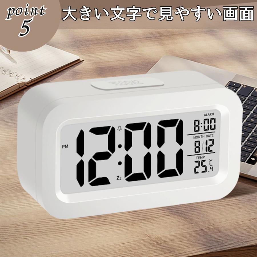 置き時計 小さい デジタル デジタル置時計 電池式 温度計 湿度計付き 静音 目覚まし時計 薄型 コンパクト 小型  小さめ 小さい 四角 無音 |  | 05