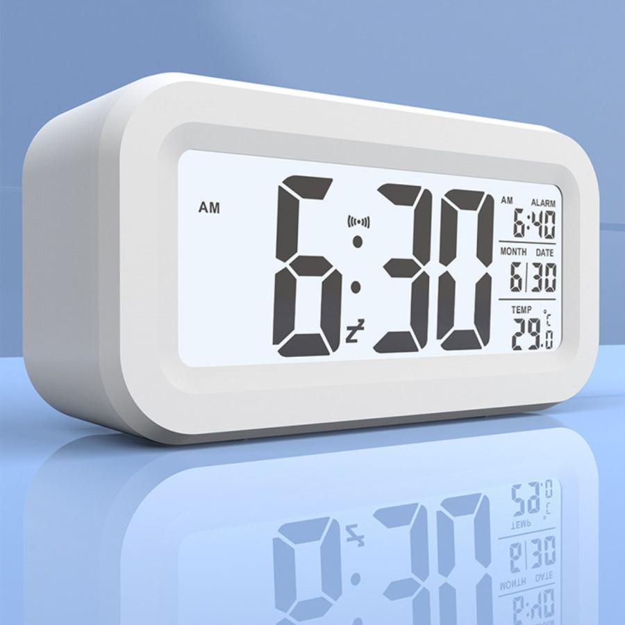 置き時計 小さい デジタル デジタル置時計 電池式 温度計 湿度計付き 静音 目覚まし時計 薄型 コンパクト 小型  小さめ 小さい 四角 無音 |  | 07