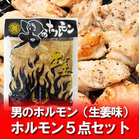 ホルモン 送料無料 生姜 ホルモン 男のホルモン 豚 ホルモン(生姜味) 200 g×5点セット 価格 3900円 加工地 北海道の味付け豚ホルモン/焼肉 豚ホルモン｜pointhonpo