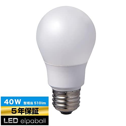 エルパ LED電球 電球形 A形 広配光 口金E26 40W形 昼白色 5年保証 LDA5D-G-G5101｜pointpop｜02