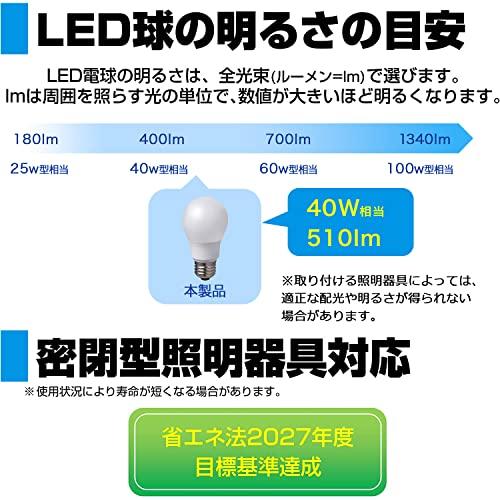 エルパ LED電球 電球形 A形 広配光 口金E26 40W形 昼白色 5年保証 LDA5D-G-G5101｜pointpop｜04