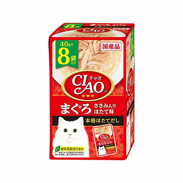 いなば チャオ パウチ 8袋入り まぐろ ささみ入りほたて味 40gx8