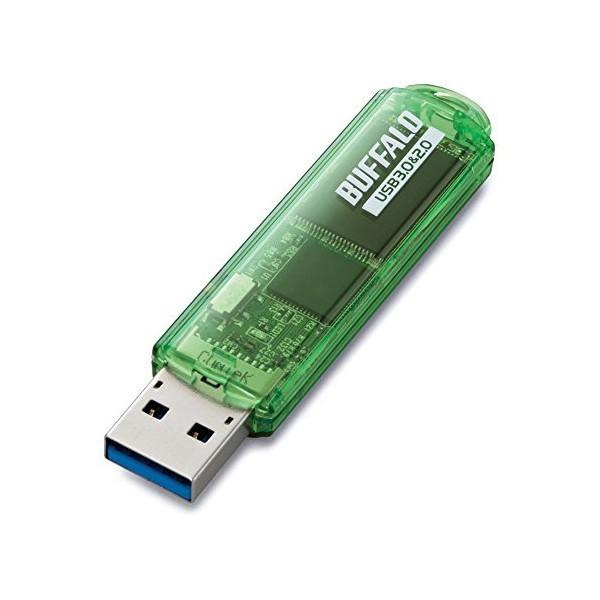 バッファロー iBUFFALO-USB3.0対応 USBメモリ スタンダード 32GB グリーン RUF3-C32GA-GR｜pointshoukadou