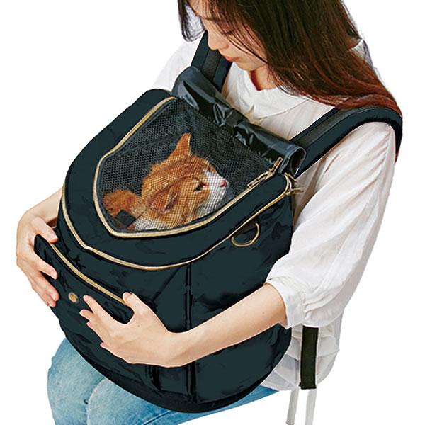 (3個セット) ペティオ necoco ネココ リュックキャリー ブラック ベッド・キャリー 全猫種 から8kg Petio W25492の画像