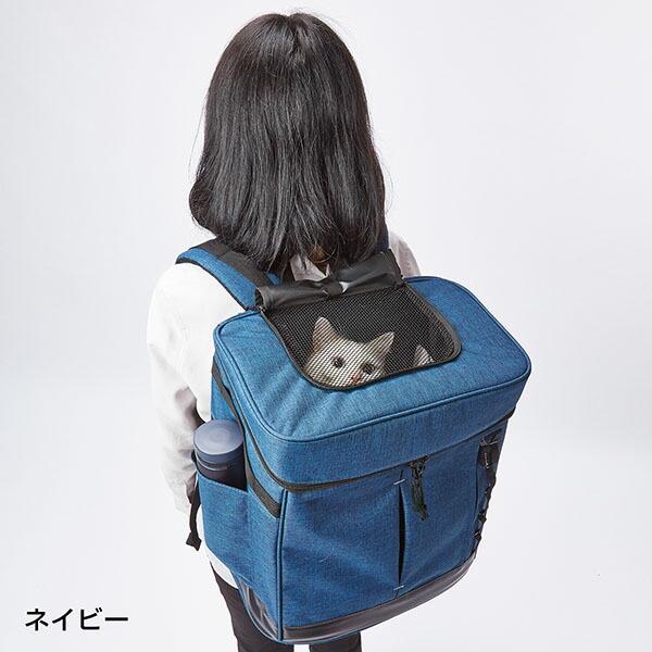 (3個セット) ペティオ アドメイト Liscio CAT リュックキャリー ネイビー キャリーバッグ キャリーケース ネイビーブルー 防災グッズの画像