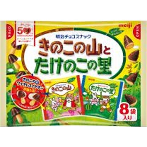 明治（meiji） きのこたけのこ（袋） 8袋×18袋 : スナック菓子の