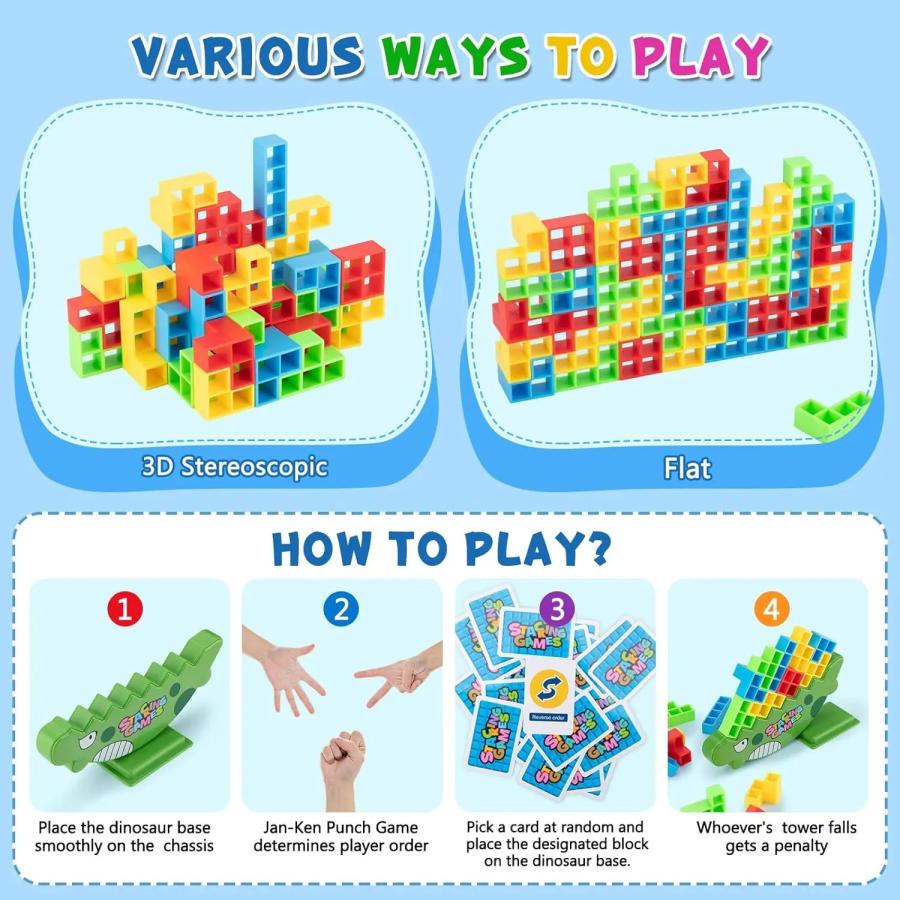 子供向け 積み重ね 3D ビルディング ブロック エンドラタワー バランスゲーム パズルボード 教育 知育玩具 ギフトの画像
