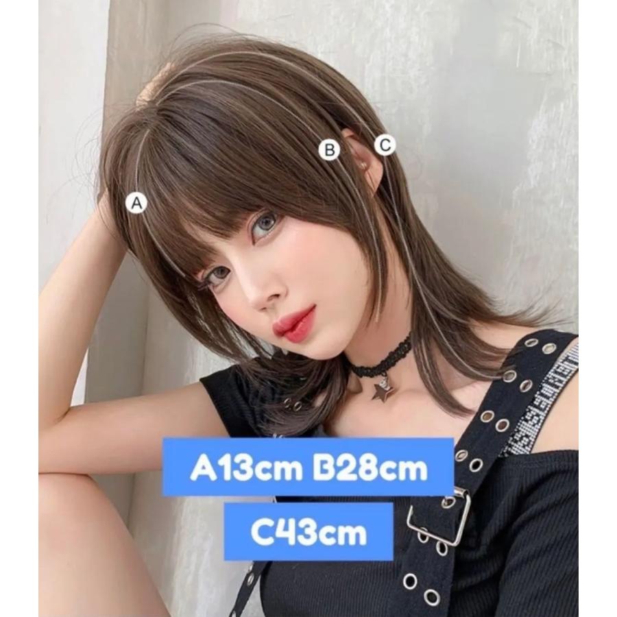 ウィッグ セミロング ウルフ カット アッシュ ブラウン フルウィッグ