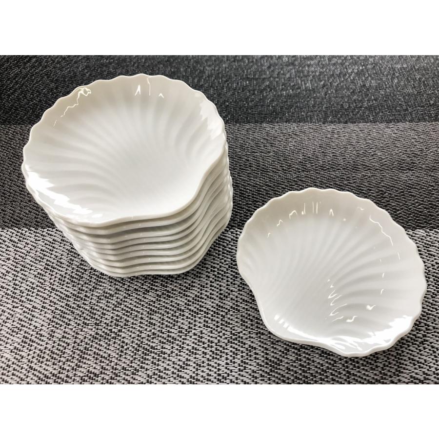 白い陶器食器セット ポーセラーツ等 シェル形小皿B【白い食器 フルーツボウル シンプル ポーセラーツ
