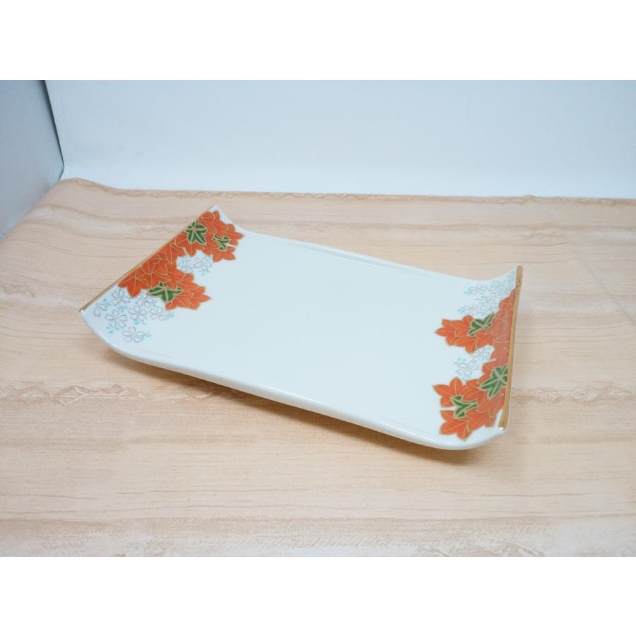 もみじ桜 長角皿 5枚セット【和食器 赤絵 手描き お皿 刺身皿 お寿司