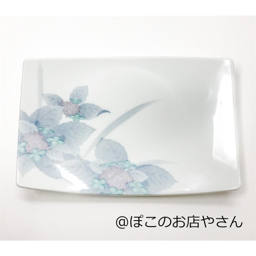 淡彩あじさい 反角皿【和食器 昔懐かしい 紫陽花 中皿 プレート 東峰