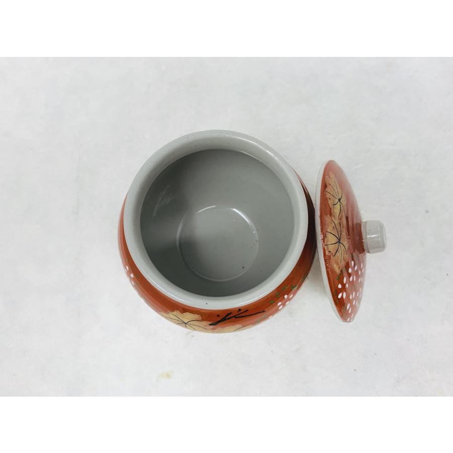 蓋付き ミニ壺 朱紅葉【和食器 アウトレット 蓋付き フタ付き 漬物