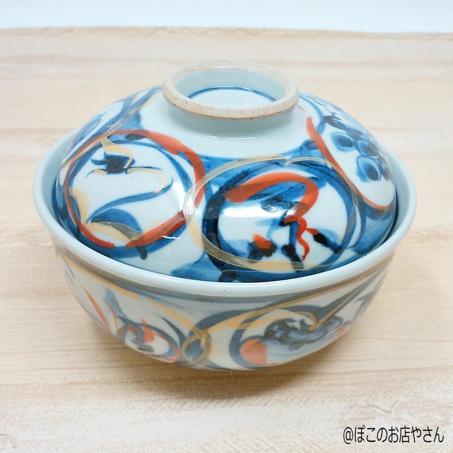 古染果実 蓋丼【和食器 赤絵 染付 小丼 蓋付き フタ付き どんぶり