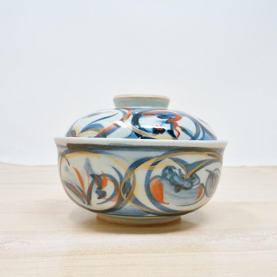 古染果実 蓋丼【和食器 赤絵 染付 小丼 蓋付き フタ付き どんぶり