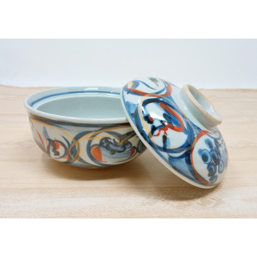 古染果実 蓋丼【和食器 赤絵 染付 小丼 蓋付き フタ付き どんぶり