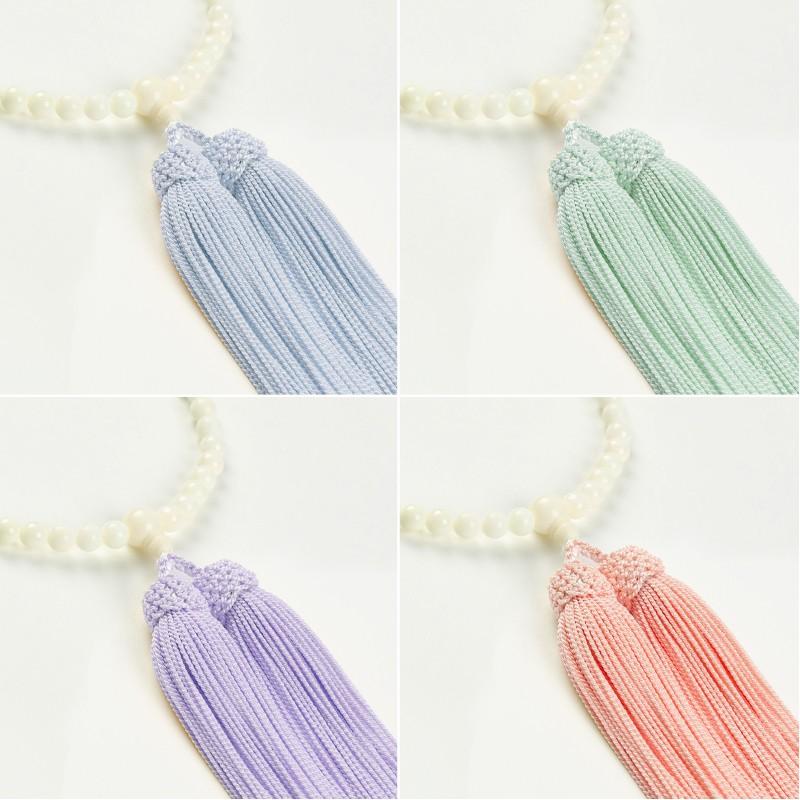 数珠 女性用 選べる 房色50色京念珠 白珊瑚 片手 レビューでプレゼント  