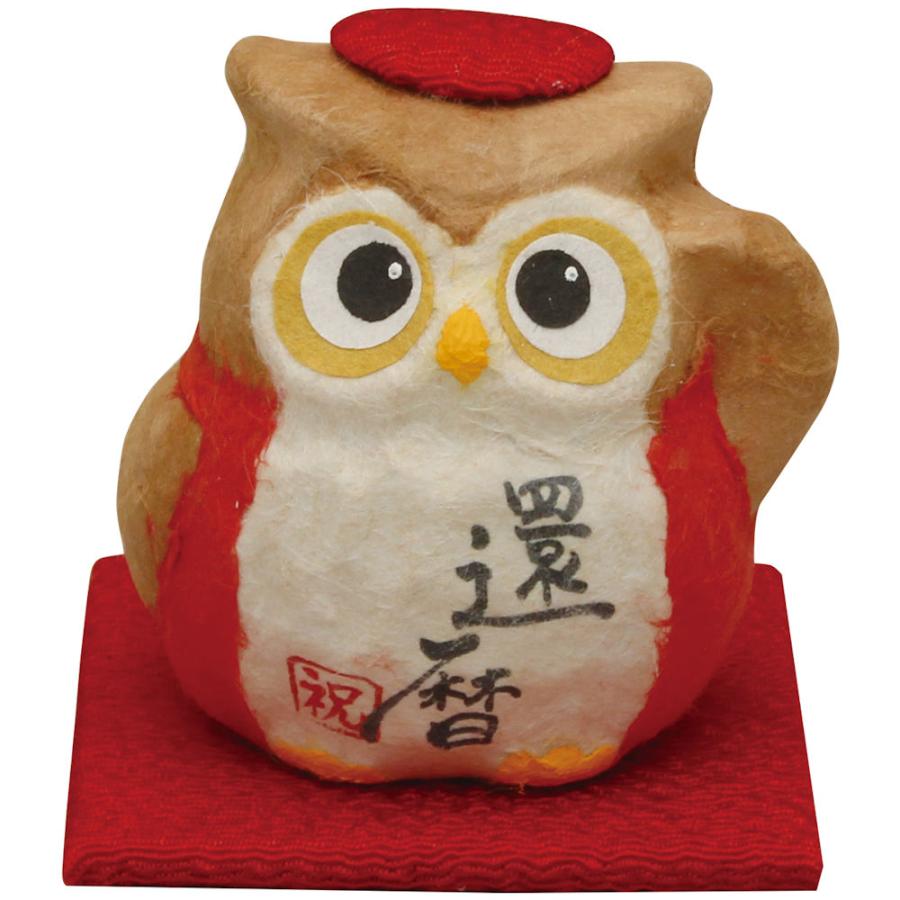 ちぎり和紙 長寿のふくろう 還暦 小 敷物付 京都発 リュウコドウ かわいい 手作り 置物 小物 インテリア 和雑貨 季節 和みの飾り 贈り物 6 946a 季節の和雑貨 京都 和匠ポラーコ 通販 Yahoo ショッピング