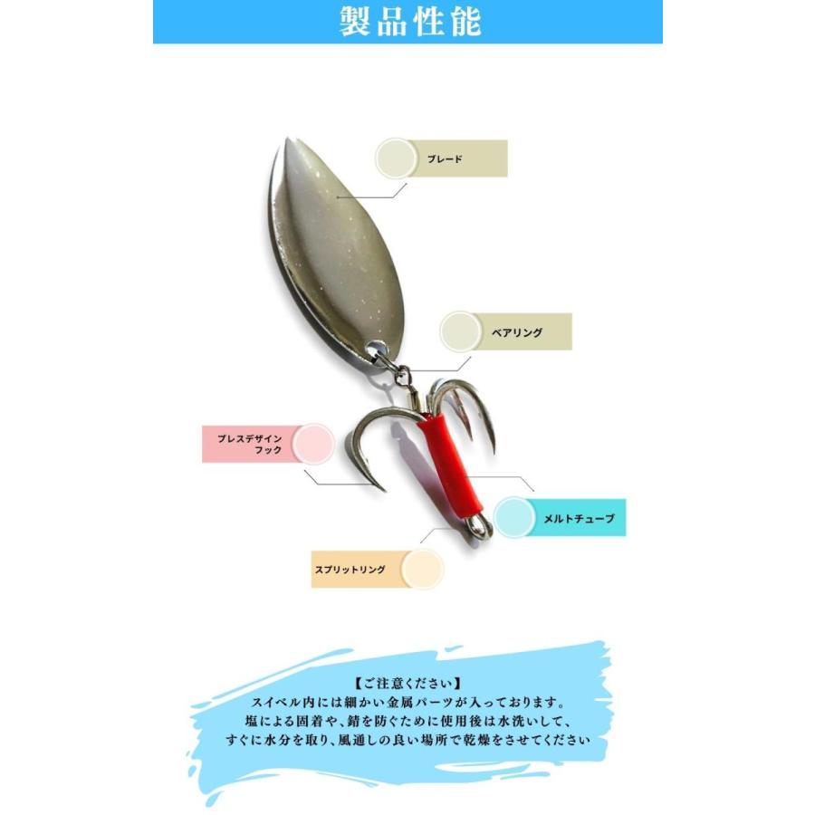 ブレードフック 【4号 6号 8号 選べるサイズ】 スピンブレード トリプルフック スピンテール 10枚セット ルアー トリプルフック｜polalab｜04