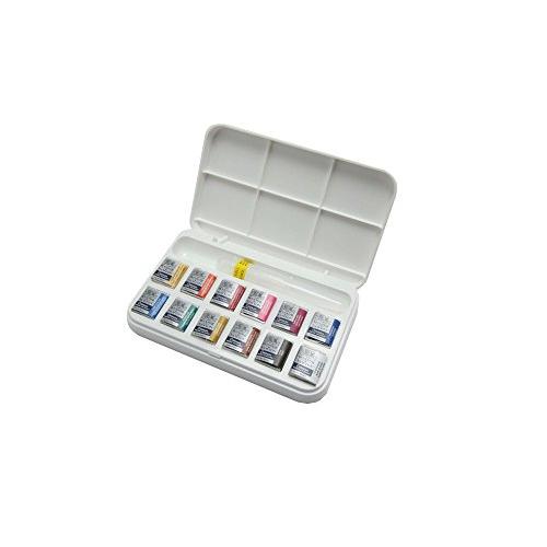 Winsor & Newton ウィンザー&ニュートン 水彩絵具 コットマン ウォーターカラー ハーフパン 12色セット 水筆付き 189090 | 