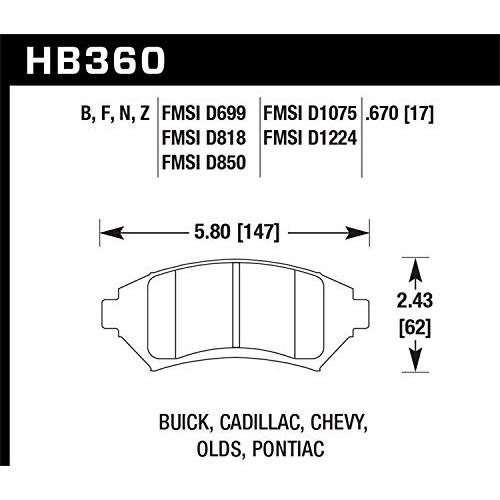 【期間限定】 Hawk Performance HB360Z.670 パフォーマンスセラミックブレーキパッド