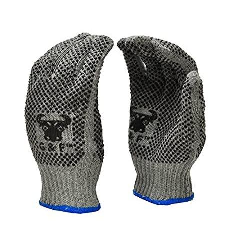 格安人気 G & F Products 14431L-120 Natural Cotton Work Gloves with double-side PVC D メカニックグローブ