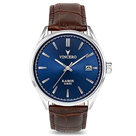 【12月スーパーSALE 15％OFF】 dial Blue ? Watch Wrist Kairos Men’s Luxury Vincero with Watc Leather Brown 腕時計