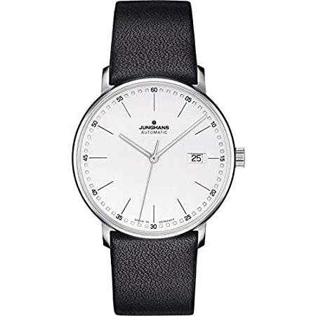 【翌日発送可能】 Matt Automatic A Form Watch Junghans Silver 027/47 Strap Leather Black Dial 腕時計
