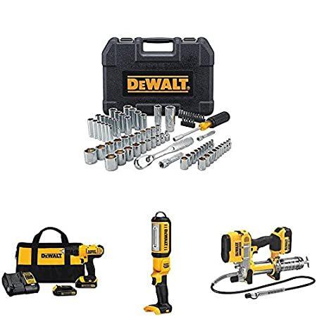 DEWALT Tool Set with Compact Drill Driver Kit, LED Area Light and Grease Gun 電気ドリル