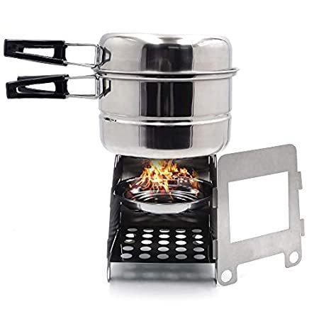 買い保障できる SMT- Portable Camping Outdoor Stove Cookware Stainless Steel Cooking Picnic クッカーセット