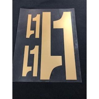 背番号3点セット金20cm アイロン転写用カット済みラバーシート