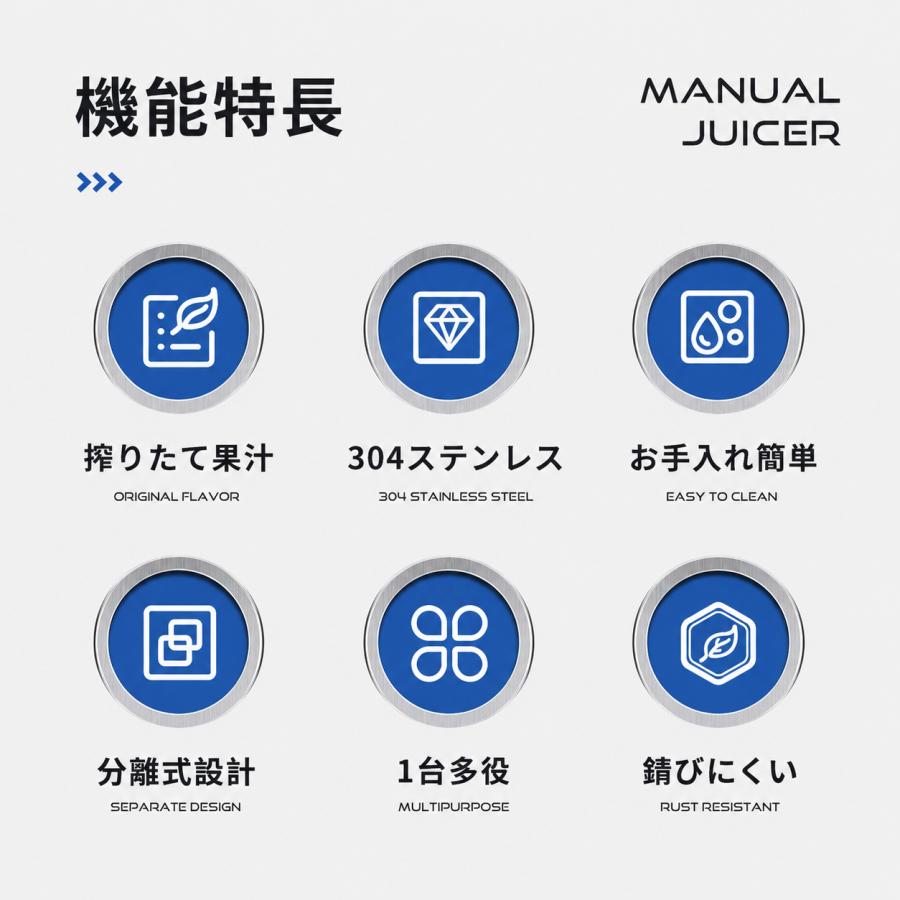 手動ジューサー フルーツしぼり 柑橘類フレッシュジューサー 果汁生搾り器 オレンジ?レモン?ぶどう絞り器ゾンチー果物ハンドジューサー 簡単使用 家庭用 業務用_4