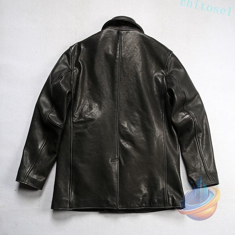 本革ジャケット メンズ 本革 羊革ジャケット ライダースジャケット 復古ゾンチーヴィンテージ 翻? 牛角ボタン 重洗処理全植物鞣しシープスキン 着回しの画像